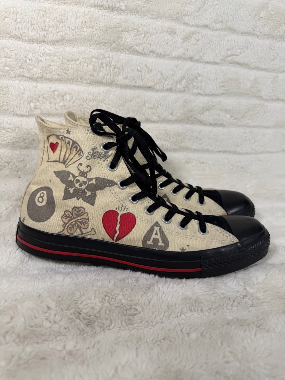 Converse Chuck Taylor All Star Tattoo Art Sailor Jerry High Top Sneakers Size 10